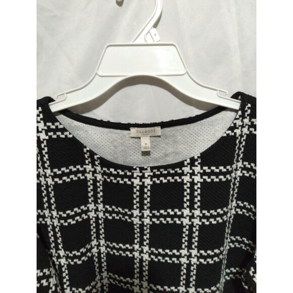 Talbots Black & White All Over Print Geometric Tunic Sweater Women’s Capsule M - Picture 4 of 7